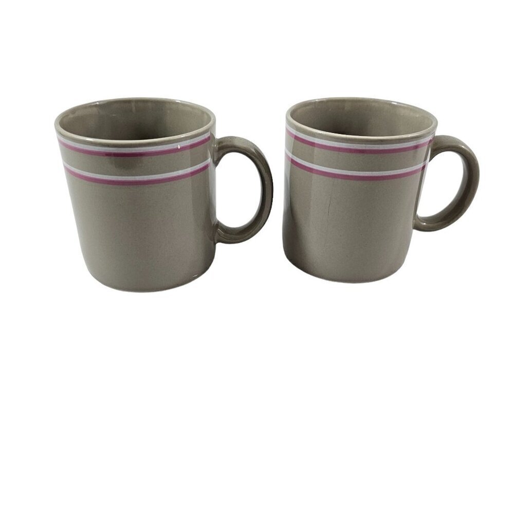 Vintage 1980’s JMP Japan Chromatics Gray 11 Oz Stoneware Mugs Cups – Set of 2